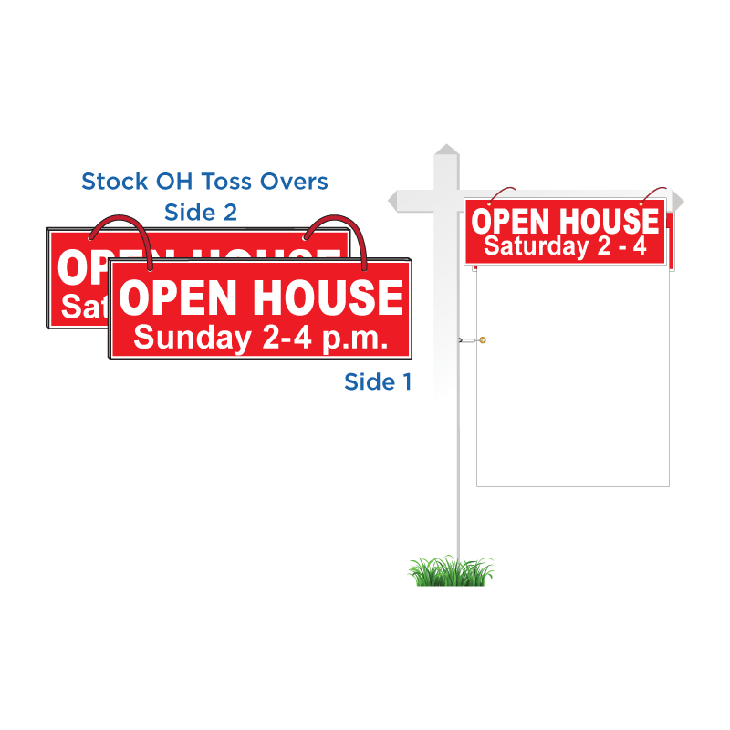Open House Arrow Shaped Sign Kit with Stands Red 4 Pack Includes 4 signs and 4 stands